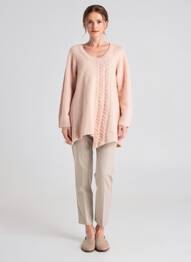 Pull tunique col rond manches longues rose RHUM RAISIN femme