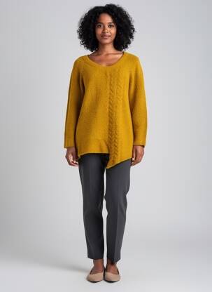 Pull tunique col rond manches longues jaune RHUM RAISIN femme