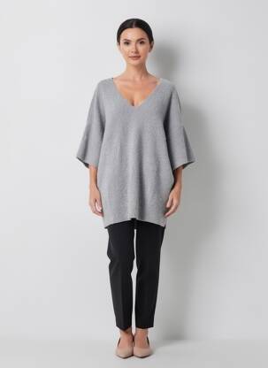Pull tunique manches courtes gris RHUM RAISIN femme