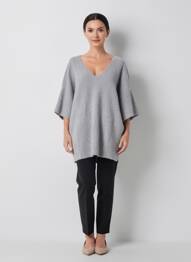 Pull tunique manches courtes gris RHUM RAISIN femme