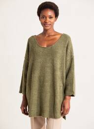 Pull tunique col rond manches longues vert RHUM RAISIN femme