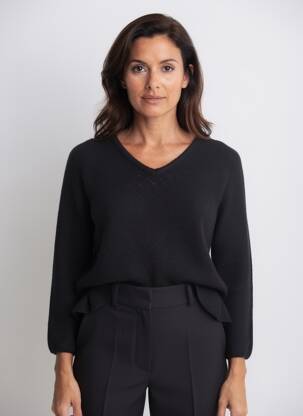 Pull coupe cintrée manches longues noir RHUM RAISIN femme