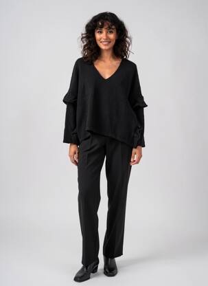 Pull col v manches longues noir RHUM RAISIN femme