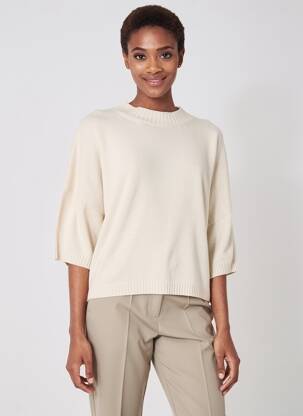 Pull coupe droite manches 3/4 beige RHUM RAISIN femme