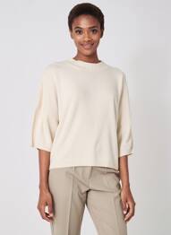 Pull col rond manches 3/4 beige RHUM RAISIN femme