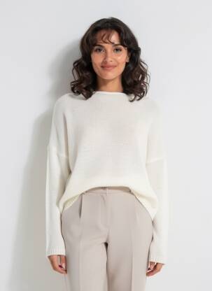 Pull coupe droite manches longues blanc RHUM RAISIN femme