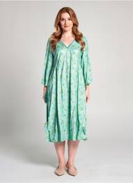 Robe mi-longue manches 3/4 manches 3/4 vert RHUM RAISIN femme