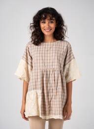 Tunique manches courtes col rond beige RHUM RAISIN femme