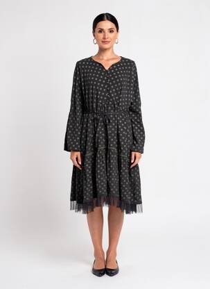 Robe mi-longue manches longues manches longues noir RHUM RAISIN femme