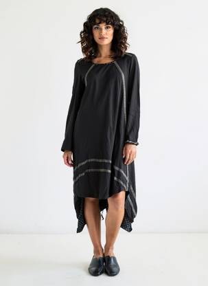 Robe mi-longue imprimé fantaisie manches longues noir RHUM RAISIN femme