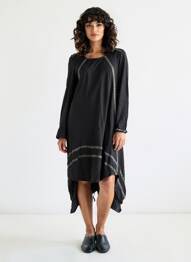 Robe mi-longue imprimé fantaisie manches longues noir RHUM RAISIN femme