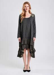 Robe mi-longue manches longues manches longues noir RHUM RAISIN femme