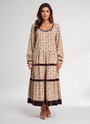 Robe longue tissage popeline manches longues rose RHUM RAISIN femme