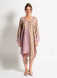Robe mi-longue imprimé fleurs manches longues rose RHUM RAISIN femme