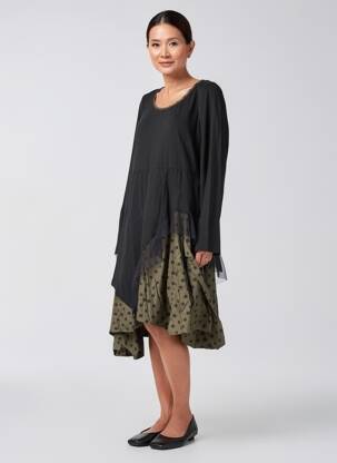 Robe mi-longue manches longues manches longues noir RHUM RAISIN femme