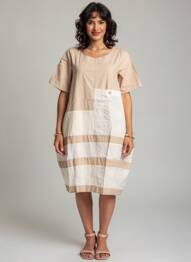 Robe mi-longue manches courtes manches courtes beige RHUM RAISIN femme