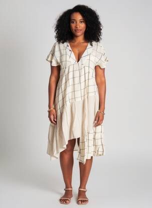 Robe mi-longue manches courtes manches courtes beige RHUM RAISIN femme