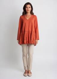 Tunique manches longues col v orange RHUM RAISIN femme