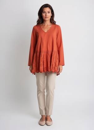 Tunique manches longues col v orange RHUM RAISIN femme