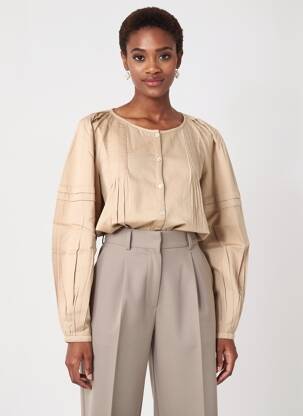 Chemisier coupe droite manches longues beige RHUM RAISIN femme