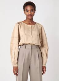 Chemisier coupe droite manches longues beige RHUM RAISIN femme