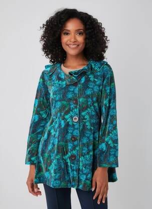 Manteau court fermeture boutonnée sur le devant sans capuche bleu RHUM RAISIN femme