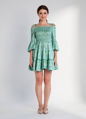Robe courte manches 3/4 manches 3/4 vert RHUM RAISIN femme