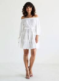 Robe courte manches 3/4 manches 3/4 blanc RHUM RAISIN femme