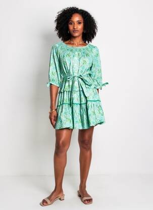 Robe courte manches 3/4 manches 3/4 vert RHUM RAISIN femme