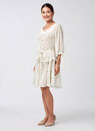 Robe mi-longue imprimé fleurs manches longues vert RHUM RAISIN femme