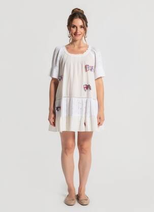 Robe courte manches courtes manches courtes blanc RHUM RAISIN femme