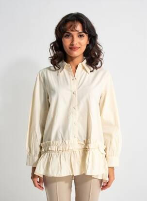 Tunique manches longues col chemisier beige RHUM RAISIN femme