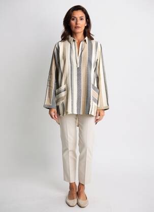 Tunique manches longues col chemisier beige RHUM RAISIN femme