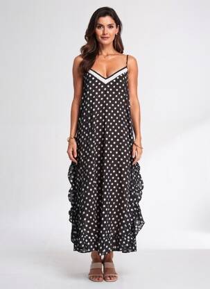 Robe longue coupe cintrée fines bretelles noir RHUM RAISIN femme