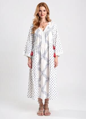 Robe mi-longue manches 3/4 manches 3/4 bleu RHUM RAISIN femme
