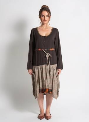 Robe mi-longue manches longues manches longues marron RHUM RAISIN femme