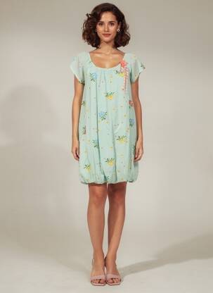 Robe courte manches courtes manches courtes vert RHUM RAISIN femme