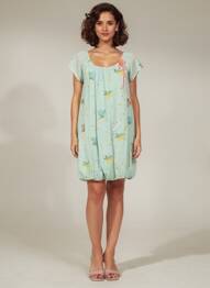 Robe courte imprimé fleurs manches courtes vert RHUM RAISIN femme