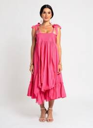 Robe mi-longue doublure fines bretelles rose RHUM RAISIN femme