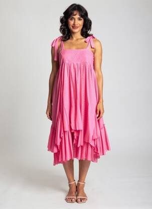 Robe mi-longue doublure fines bretelles rose RHUM RAISIN femme