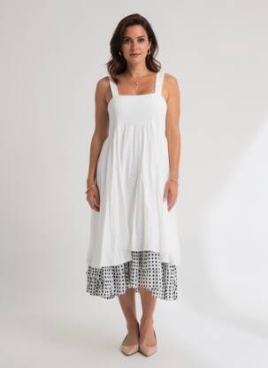 Robe mi-longue doublure fines bretelles blanc RHUM RAISIN femme