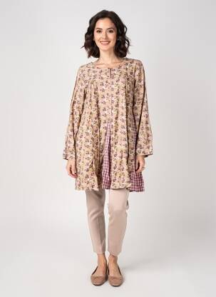 Tunique manches longues fermeture boutonnée sur le devant violet RHUM RAISIN femme