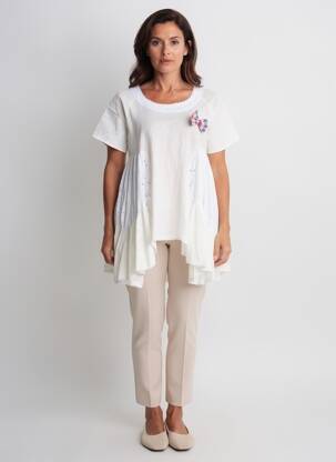 Tunique manches courtes légère et transparente blanc RHUM RAISIN femme