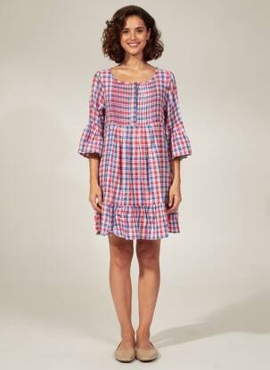Robe courte manches 3/4 manches 3/4 bleu RHUM RAISIN femme