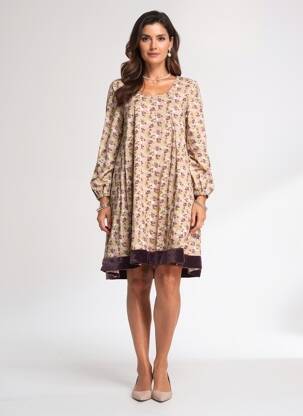 Robe courte coupe évasée manches longues violet RHUM RAISIN femme