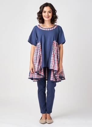 Tunique manches courtes tissage jersey bleu RHUM RAISIN femme