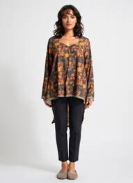 Tunique manches longues col v orange RHUM RAISIN femme