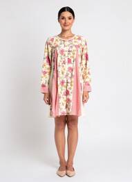 Robe courte imprimé fleurs manches longues beige RHUM RAISIN femme