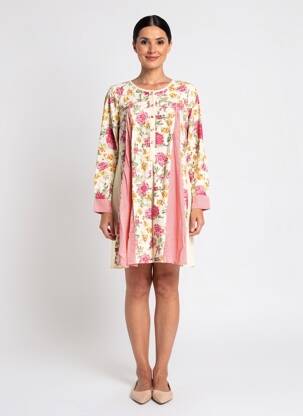 Robe courte coupe évasée manches longues beige RHUM RAISIN femme