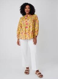 Blouse imprimé fleurs manches longues jaune RHUM RAISIN femme